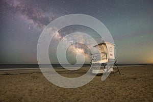 Milky Way Galaxy behind a Life Guard Stand at Chincoteague Island in Virginia