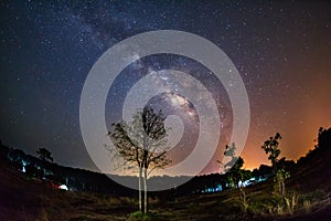 milky way galaxy, Long exposure photograph,with grain