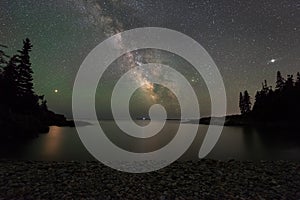 Milky Way Galaxy, mars and jupiter over Little Hunters Beach