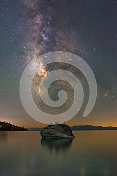 Milky Way Galaxy over Bonsai Rock, Lake Tahoe.