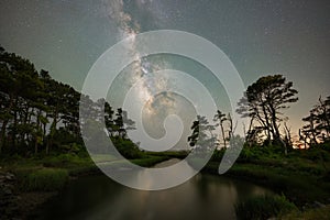 Milky Way Galaxy over the marsh in Chincoteague Island Virginia