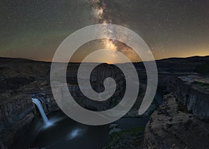 Milky Way Galaxy over Palouse Falls in Washington State