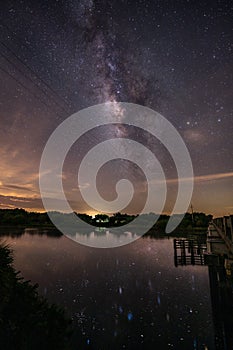 Milky Way galaxy reflecting over the Florida Everglades