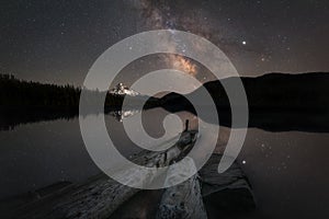 Milky Way Galaxy reflections at Lost Lake in Oregon