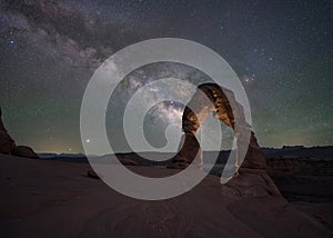 Milky Way Galaxy rising at Delicate Arch in Utah