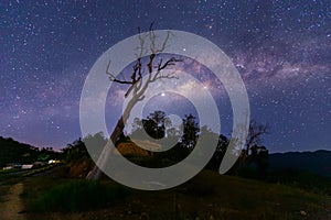 Milky way galaxy and stars on sky at night