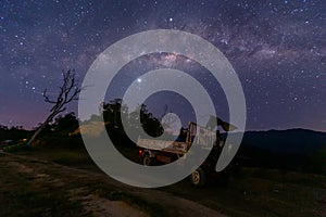 Milky way galaxy and stars on sky at night