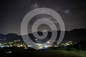 Milky Way and Jupiter over the village of Lagich