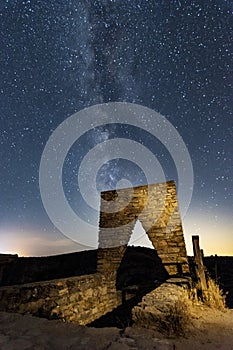 Milky Way and monument vertically