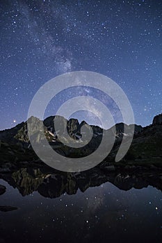 Milky way and moonlight in Posets Maladeta Nature Park, Spain