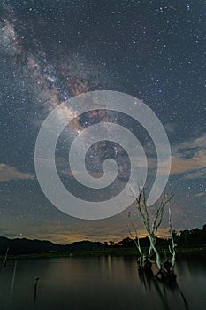 Milky Way near the lake north of thailand