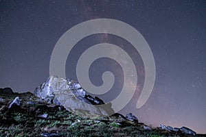 Milky way over Boroas rocks in Serra da Freita