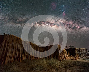 Milky way over the canyon at Lalu rock formations park, Sakaeo,