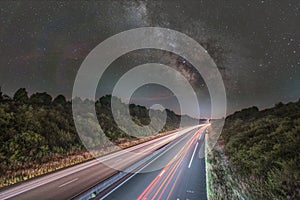 Milky way over the highway