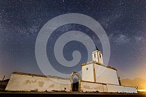 Milky way over Iglesia de las Salinas