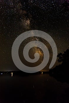 Milky way over Lake Namekagon Wisconin Quiet peacful summer night