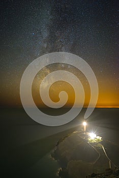 The Milky Way Over a Lighthouse.