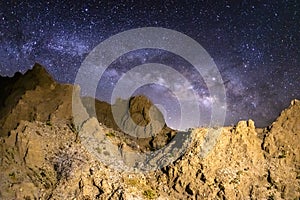 Milky Way Over Marslike Badlands in the Anza-Borrego Desert photo