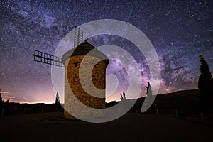 Milky Way over Molino de Ocon windmill in La Rioja photo