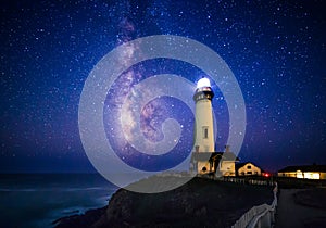 Milky Way at Pigeon Point Lighthouse, Pescadero, California