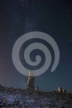 Milky Way and Pillars made of Stones