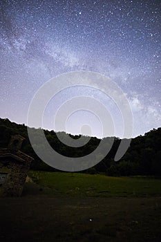 Milky way in Santa Margarida volcano, La Garrotxa, Spain