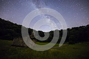 Milky way in Santa Margarida volcano, La Garrotxa, Spain