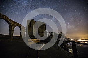 Milky way in Santuari De La Mare De Deu Del Mont church, La Garrotxa, Spain