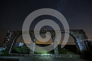 Milky way in Santuari De La Mare De Deu Del Mont church, La Garrotxa, Spain