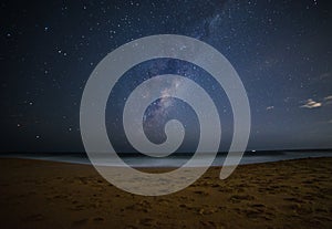 Milky way shine over the sea beach at night