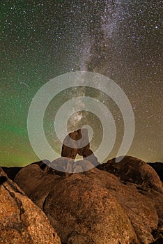 Milky way shot above the Boot arch in Alabama Hills Lone Pine, California