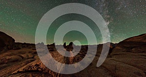 Milky way shot above the Boot arch in Alabama Hills Lone Pine, California