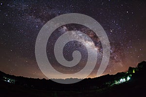 Milky Way and silhouette of tree with cloud, Long exposure photo