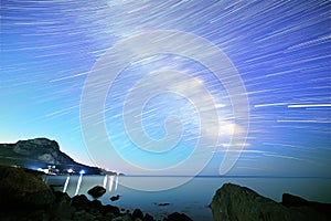 Milky Way. Stars in the form of lines. South Crimea. From Time L