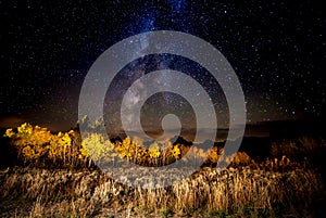 Milky Way,Tetons and Aspens in Fall