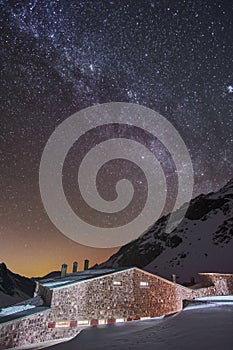 Milky way view from the mountain hut in High Atlas mountains, Morocco