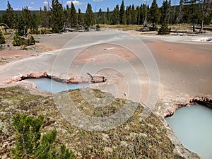 Milky white blue pools at Yellowstone National Park