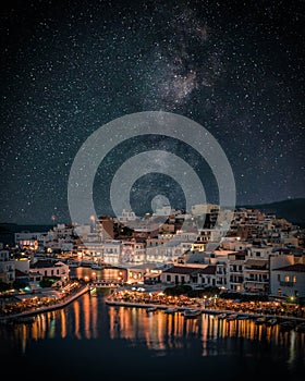 Milkyway over mediterrane village