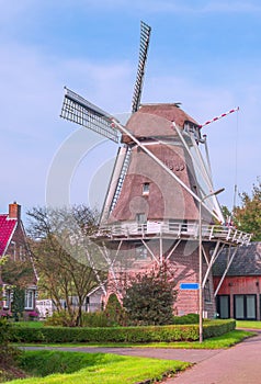 Mill blades in a village in Holland