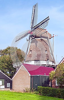 Mill blades in a village in Holland