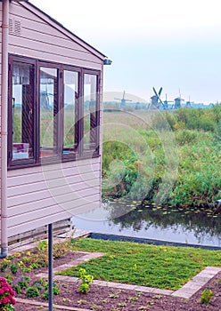 Mill blades in a village in Holland