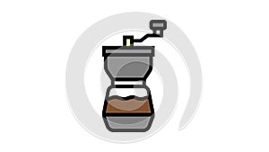 mill coffee grinder manual color icon animation