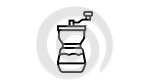 mill coffee grinder manual line icon animation