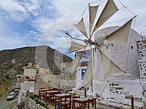 a mill in a greece tavern at summer