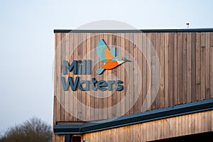 Mill Waters cafe and outdoor centre Sutton in Ashfield Nottinghamshire sign on building