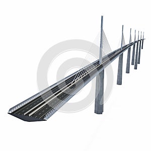 Millau Viaduct Bridge on white. 3D illustration