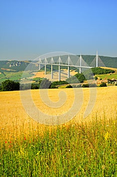 Millau viaduct countryside, France