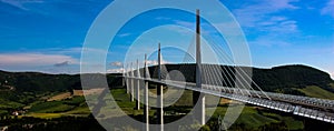 Millau Viaduct, the tallest bridge in Europe panoramic view