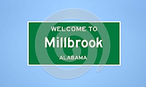 Millbrook, Alabama city limit sign. Town sign from the USA.