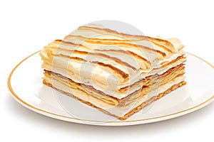 Mille-feuilles French food over white background photo